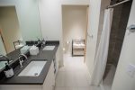 Upstairs bathroom, Dual vanities, Walk in Shower
